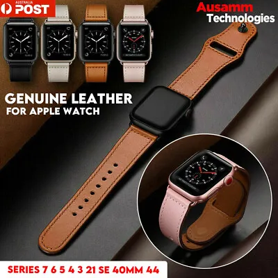 $19.95 • Buy Genuine Quality Leather Strap IWatch Band For Apple Watch Series 7 6 5 4 3 21 SE