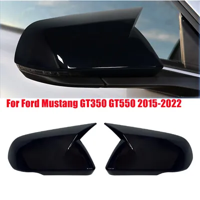 Gloss Black OX Horn Mirror Cover For 2015-2022 Ford Mustang With LED Turn Signal • $33.99