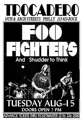FOO FIGHTERS 1995 Concert Poster TROCADERO THEATRE Philadelphia PA GIG POSTER • $15.95