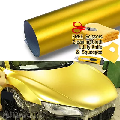 Premium Satin Matte Chrome Metallic Vinyl Film Car Wrap Sticker Air Bubble Free • $274.44