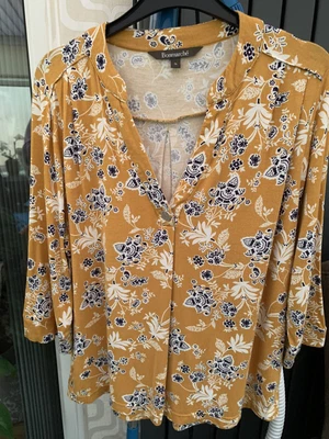 £2.50 • Buy Bonmarche Size 16 Mustard Mix Top With 3/4 Sleeves