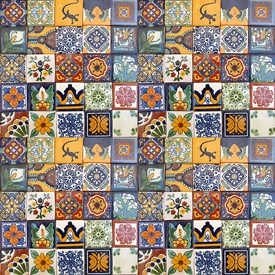 100 MEXICAN TILES 2x2 CERAMIC POTTERY TALAVERA MEXICO WALL FLOOR DECOR #005 • £33.78