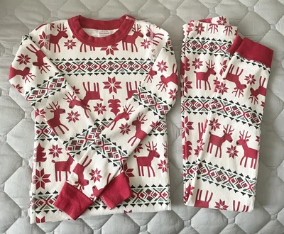 $12 • Buy Hanna Andersson Organic  Cotton Holiday Reindeer  Long Johns Pajamas   130 Us 8
