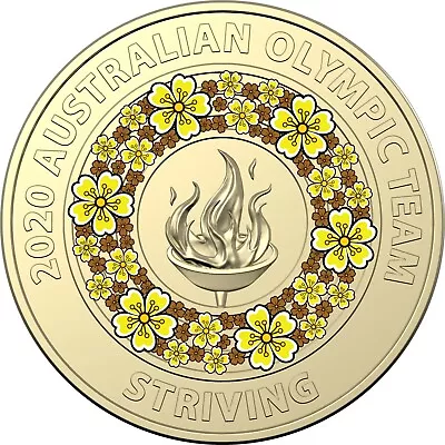 2020 $2 Yellow Tokyo Olympic Games Striving Australian Two Dollar Coin Circ • $5.91