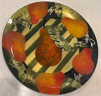 Large Vintage Art Glass Plate - Hand Made - Pear Fruit Gold- Signed By Artist • $39.99