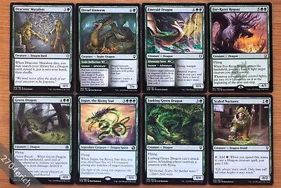 Set Of 8 Green Commander Dragons *NM* (Magic The Gathering EDH MTG English) • $3.75