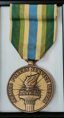 Armed Forces Service Medal With Torch & Blue Greens Yellow Stripe Ribbon  • £9.88