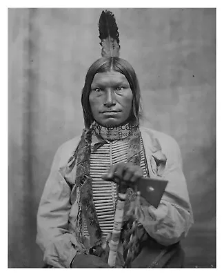 Chief Low Dog Native American Warrior Holding Hatchet 8x10 Photo • $8.49