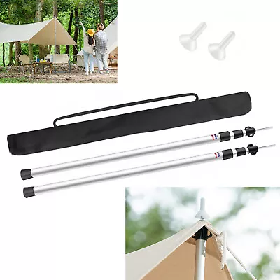 2× Tent Pole Telescopic Adjustable Tarp Poles For Camping Canopy Awning Shelter • $25.65