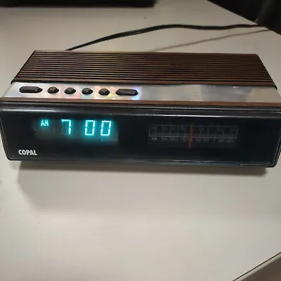 Vintage COPAL Am/Fm Clock Radio Woodgrain Model RD-916 Dimmer AM Radio Working • $114