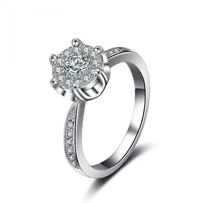 18K White-Gold Plated Stella Engagement Ring *FREE UK Shipping & FAST Dispatch* • £4.79