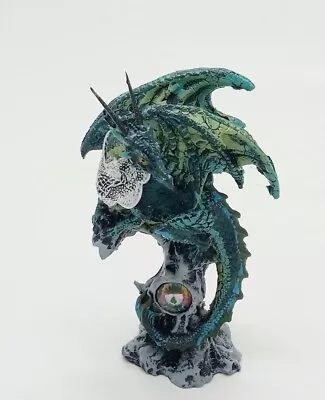 Teal Multi Color Dragon Figurine On Mystical Gem Height 6.25  • $15.28