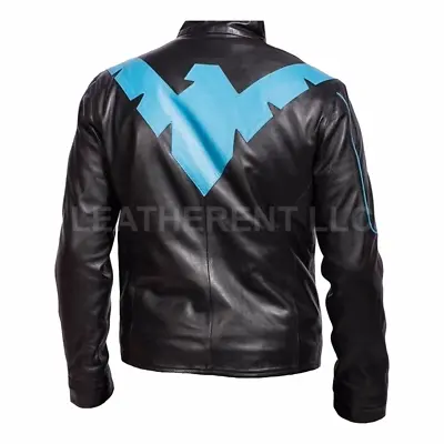 Mens Nightwing Dick Grayson Stylish Halloween Cosplay Outfit Real Leather Jacket • $125.99