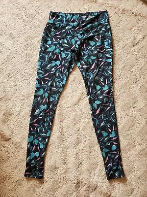 Mossimo Sz S/P Black Blue Butterfly Leggings Spandex Stretch Workout Yoga Pants. • $10