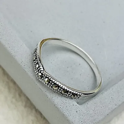 £18 • Buy Marcasite Crystal Sterling Silver Ring Boho Jewellery Wishbone 925 Stacking, Box
