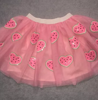 Boutique Girls Bright Pink Sequin Watermelon Hearts Tutu NEW Size 6 • $14.50