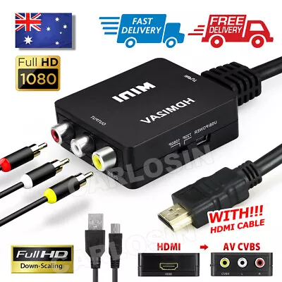 1080p HDMI To RCA Composite AV CVBS 3RCA Video Cable Converter Downscaling HOT • $8.85