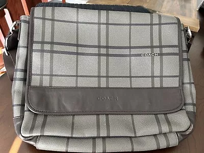 COACH Men’s Tattersall Messenger Bag Plaid/Brown & Gray F70750 Authentic Rare • $80