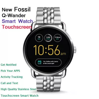 $1072.80 • Buy New Luxury Fossil Q Wander Gen 2 Stainless Steel Touchscreen Smartwatch (Unisex)
