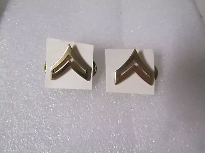 Military Insignia Gold Color Pin On Rank Set Of 2 E-4 Corporal • $3.99