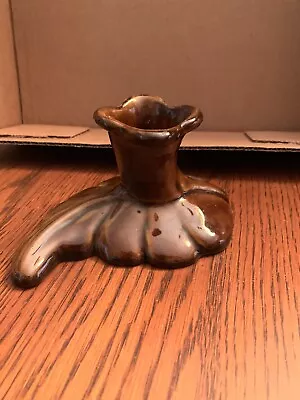 Van Briggle Pottery Leaf Candle Holder In Brown Glaze Excellent Condition • $13.99