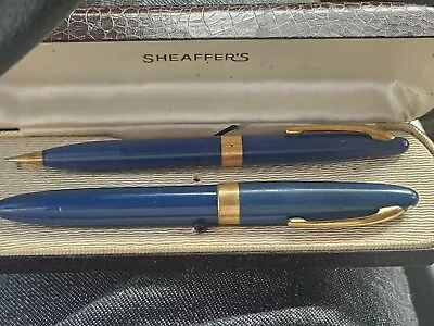 Vintage Sheaffer White Dot Blue Snorkel 14k NIB With Pencil Set In Original Box • $26.50