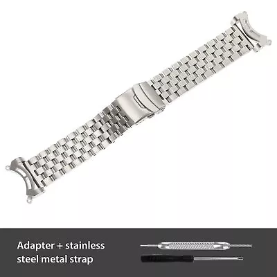 Solid Watch Band+2 Silver Brushed Adapter Fit Citizen Bj8050 Ecozilla Eco-zill • $35.99