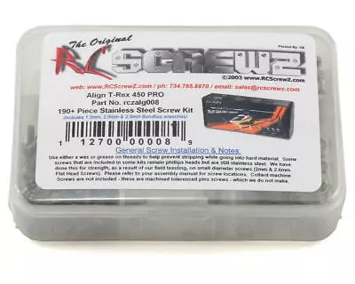 RC Screwz Align T-Rex 450 Pro Stainless Steel Screw Kit [RCZALG008] • $28.99