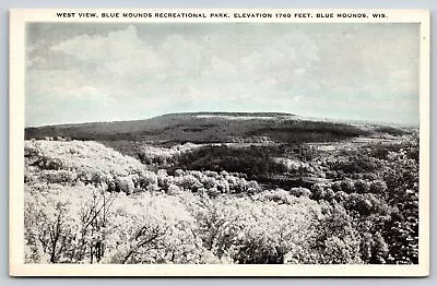Blue Mounds Wisconsin~West View Blue Mounds Rec Park B&W~Vintage Linen Postcard • $3.70