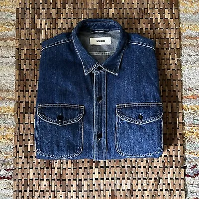 Buck Mason Heavy Denim Button Down Western Work Shirt Jacket Blue Medium M • $114.95