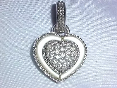 Gorgeous~ Judith Ripka Mother Of Pearl  Diamonique Cz Sterling Pendant Enhancer! • $79