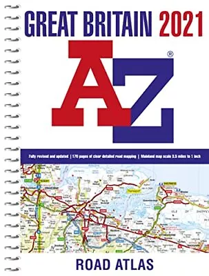 Great Britain A-Z Road Atlas 2021 (A4 Spiral) By A-Z Maps Book The Cheap Fast • £5.28