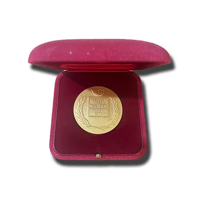 1971 Malta Philatelic Exhibition Medal In Box Gold Gilt • $52