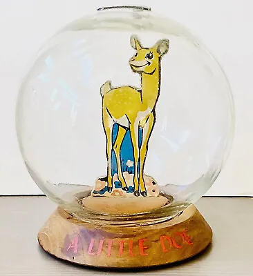 Vintage Vic Moran Bubble Glass Deer Coin Bank “A Little Doe” Globe 1940s 6.5” • $72.99
