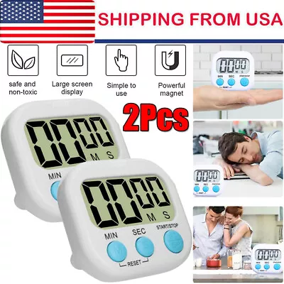 2Pcs Magnetic LCD Digital Kitchen Cooking Timer Count Down Up Clock Loud Alarm • $9.08