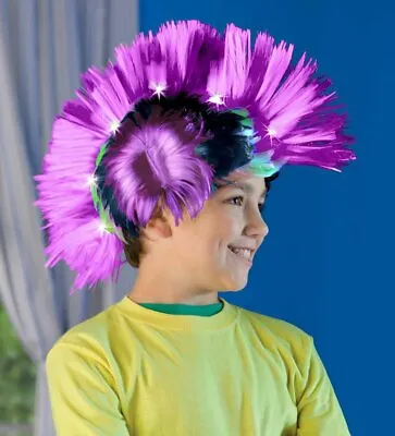 $6.99 • Buy Halloween Costume Wig Light-Up Faux Party Hawk Big Hair - Neon Purple