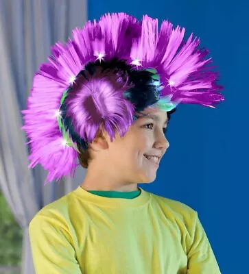 Halloween Costume Wig Light-Up Faux Party Hawk Big Hair - Neon Purple • $9.99