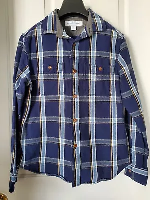 Old Navy Mens Regular Fit Heavy Flannel Cotton Button Up Shirt Size M Blue Plaid • $16