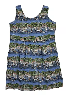 VTG Reyn Spooner Hawaiian Dress Women M Sail Boats Tropical Beach Guy Buffet • $44.95