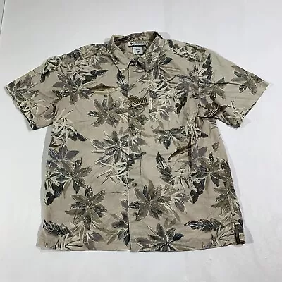 Vintage Silk Shirt Mens XL Brown Silk Short Sleeve Button Up Dark Solid Light • $7.44