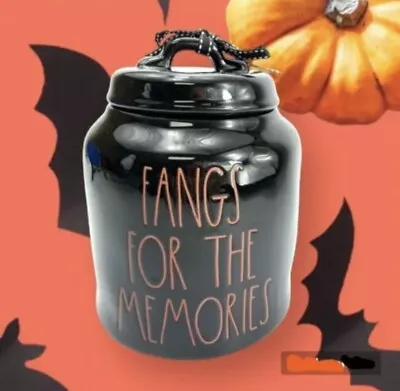 1 Rae Dunn FANGS FOR THE MEMORIES Canister Cookie Jar Halloween🎃🍁 Fall • $19.99