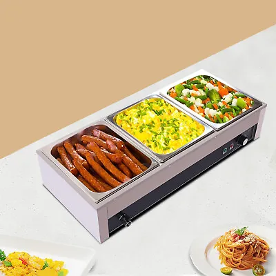 Electric 3-Pan Commercial Food Warmer Steam Table Buffet Bain Marie Countertop • $142