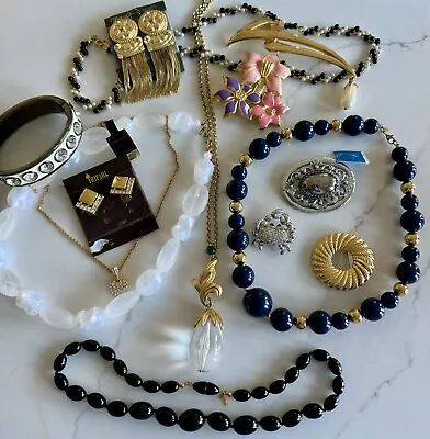 Vintage ALL Signed Jewelry Lot MARCELLA SALTZ Trifari MONET Givenchy KREMENTZ + • $32