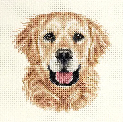 GOLDEN RETRIEVER Dog Pup Full Cross Stitch Kit + All Materials *FIDO STUDIO • $13.63