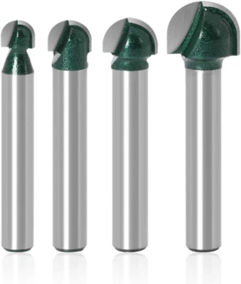 $16.97 • Buy 4Pcs 1/4  Shank Round Nose Router Bit Core Box Router Bits Set Round Groove CNC 