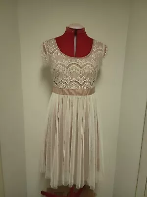 A'reve Ivory & Blush Short Formal Cocktail Dress. Size M. • $14