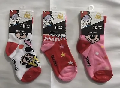 Disney Minnie Mouse Pack Of 3 Socks Different Designs • £3.99