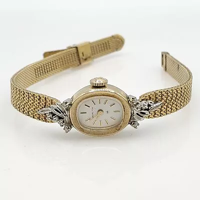 Vintage Hamilton 10k RGP (Case)GF .12ct Diamonds Wind Up 17 Jewel Watch Runs • $26