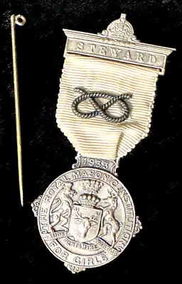 1933 Royal Masonic Institution For Girls Sterling Silver Steward Medallion • $59