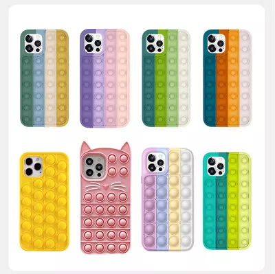 $6.64 • Buy Shockproof  Pop It Case For IPhone 13 12 11 X MAX XR 7 8 Fidget Toys Bubble Case